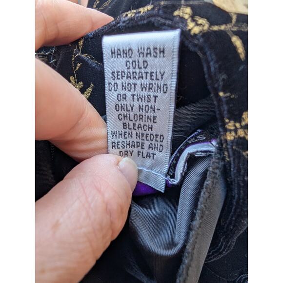 Amanda Smith Vintage 90s Black Velvet Cheongsam‎ Style Sheath Dress Sz 12P Midi - Picture 6 of 6